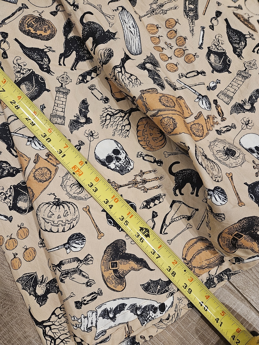 Halloween Witchy Gothic Cottagecore 100% Cotton Dress Cat Skull Pumpkin Print M - Picture 13 of 16